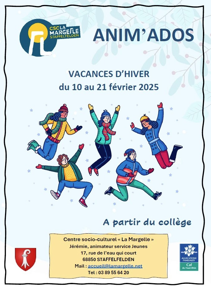 Anim'Ados - inscriptions aux vacances d'hiver 2025